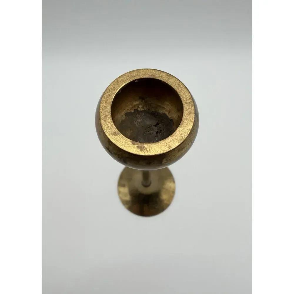 Brass Tulip Cup Graduated Taper Candle Holders Mid Century Modern MCM Set of 5